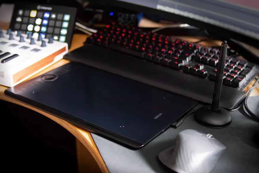 Ben Brownlee's workstation with Wacom tablet