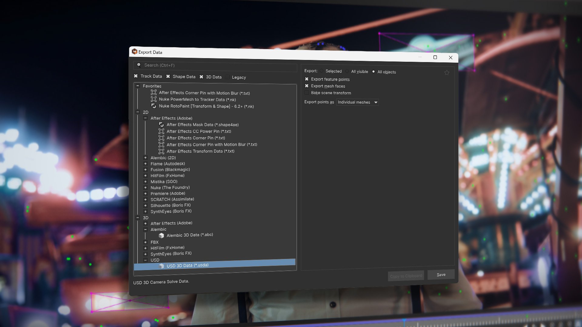 Boris FX Mocha Pro: New data export interface