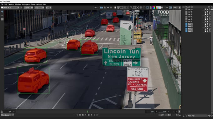 Cars automatically masked based on AI text-prompts in Silhouette 2025.5